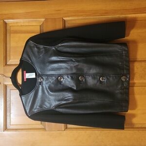 Anne Klein Black Mixed Media Jacket, Button Front, Women's Size Small, GUC